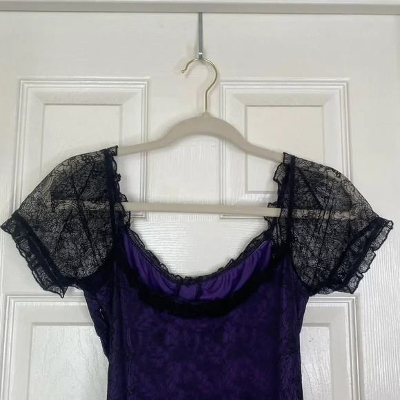 DELIA'S DOLLSKILL Wicked For What It's Worth Dress Purple Lace Alt Goth Small - Picture 9 of 10
